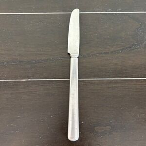 Vintage Silver Tone Dinner Knife Minimalist Rounded Handle Flatware 8.5" Heavy